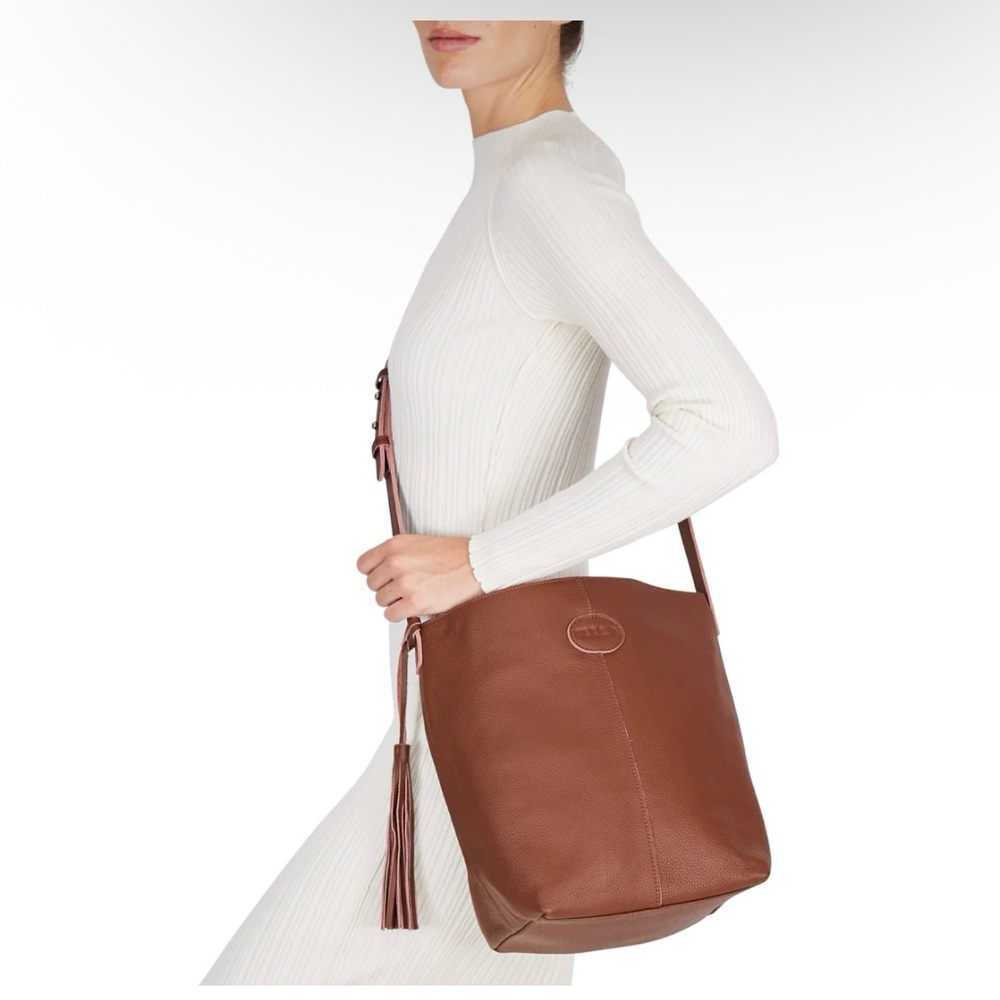M.I.L.A Made in Los Angeles Joanie Leather Crossbody Bag Brown Tan COGNAC $550